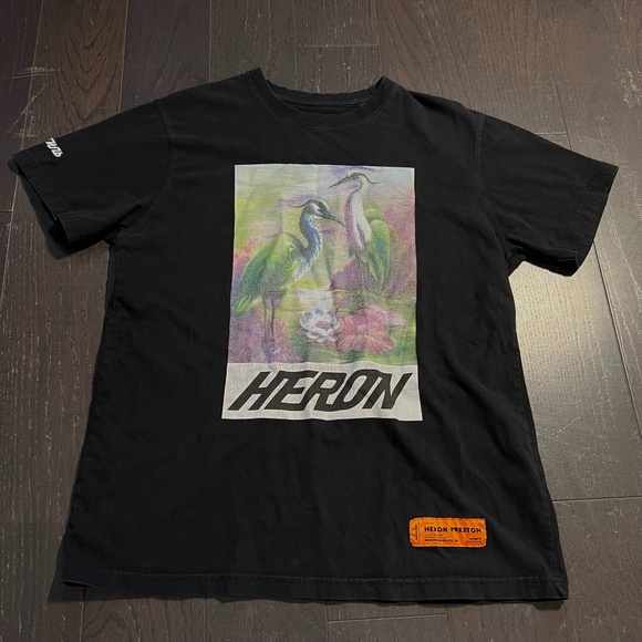 Heron Preston Oversized Heron Graphic T-Shirt Black/Multicolor MEDIUM mens - Picture 1 of 10